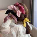 JIRIS 6 Pcs Satin Silk Hair Scrunchies Rabbit Bunny Ear Bow Bowknot Scrunchie Bobbles Elastic Hair Ties Bands Ponytail Holder for Women Accessories(SET2) JIRIS