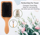 Boar Bristle Hair Brush Men Detangling Hair Brushes for Women Mens Paddle Brush Bamboo Wooden Bore Natural Hairbrush for Shine Soft Fine Hair Reduce Frizz Dry Improve Hair Texture Sonvera