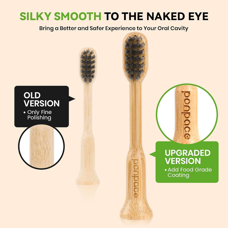 Bamboo Electric Toothbrush Replacement Heads Compatible with Lumineux, Soft Charcoal Infused Bristles
