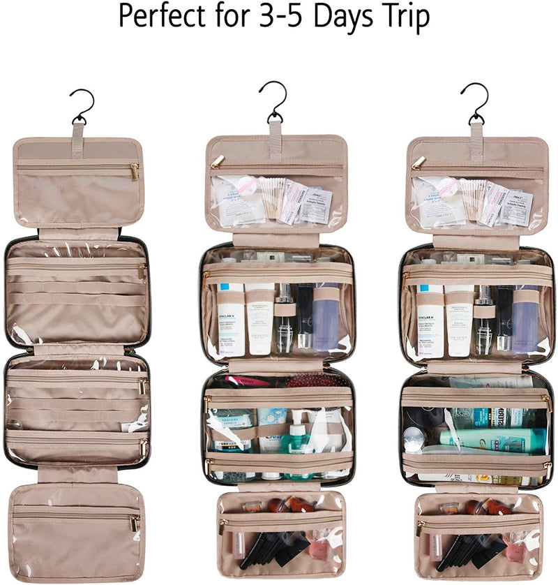 BAGSMART Toiletry Bag Travel Bag with Hanging Hook, Water-resistant Makeup Cosmetic Bag Travel Organizer for Accessories, Shampoo, Full Sized Container, Toiletries BAGSMART Store