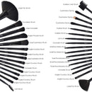 Makeup Brush Set, Complete 32pcs Black Makeup Brushes Synthetic Soft Bristles Brush for Foundation Kabuki Blush Blending with Storage Case Wooden Handle Daxstar
