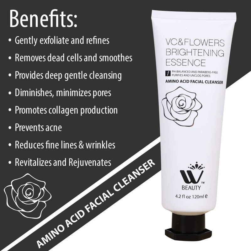 WBM INTERNATIONAL Facial Cleanser With Amino Acid | Perfect Anti-Aging, Skin Brightening And Wrinkle Reducing Acne Daily Face Wash for Oily, Dry & Sensitive Skin With Organic & Natural Ingredients - 4.2 Oz/120 ml WBM Care