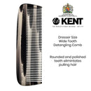 Kent 12T All Coarse Hair Detangling Comb Wide Teeth Pocket Comb for Thick Curly Wavy Hair. Hair Detangler Comb for Grooming Styling Hair, Beard and Mustache. Saw-Cut Hand Polished. Handmade in England KENT