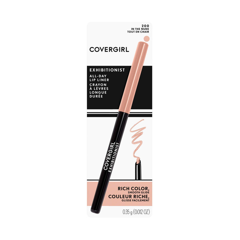 COVERGIRL Exhibitionist Lip Liner, Lip Pencil, Creamy, In the Nude, 0.012 Fl Oz ,Lip Crayon, Lip Makeup, Intense Pigmentation, Self-Sharpening Pencil, Easy Application, Instant Definition COVERGIRL