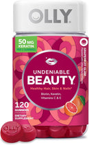 OLLY Undeniable Beauty Gummy, for Healthy Hair, Skin & Nails,* Biotin, Vitamins C & E, Keratin, Chewable Supplement, Grapefruit Flavored, 60 Day Supply - 120 Count Infinity Warehouse
