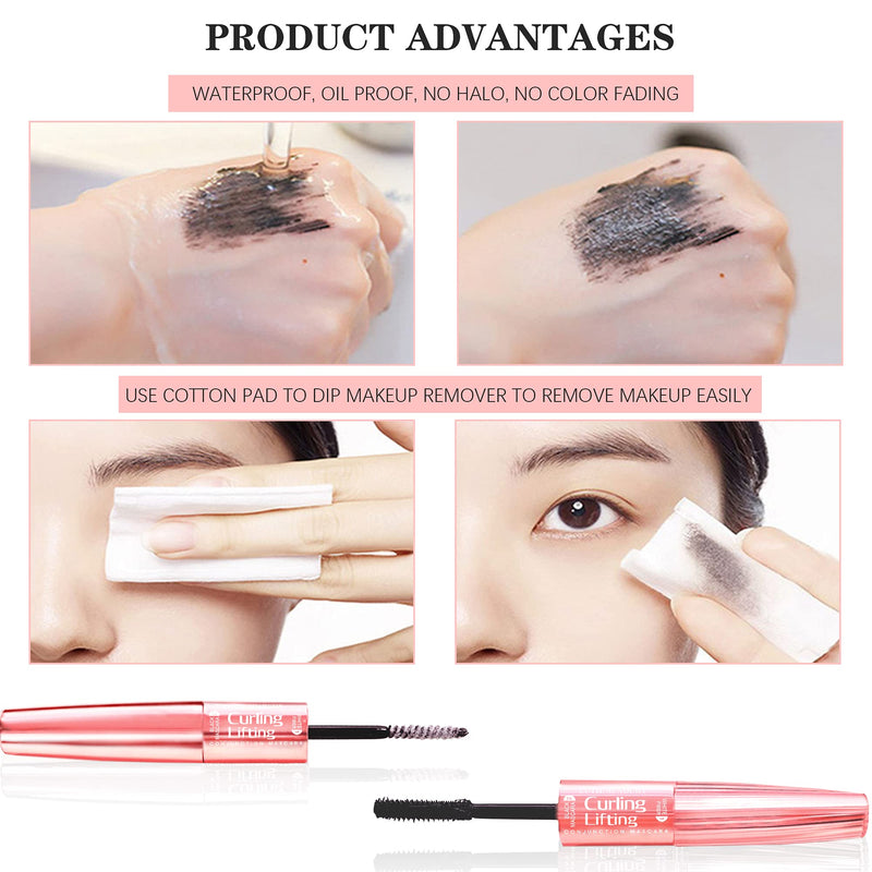 4D Fiber Mascara Black Volume and Length, Waterproof Makeup, Double Extend Lengthening Mascara Cutie Academy