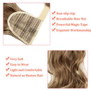S-noilite One Piece Ponytail Hair Extensions Clip in Wrap Around on Pony Tail Long Real Natural Synthetic Fibre Ponytails Hairpiece for Women Lady Girl Curly 17 inch light brown & ash blonde S-noilite