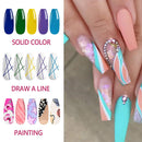 Coosa 12 Colors Painted Gel Nail Polish Set with Brush Nail Art Wire Drawing Gel for Line Pulling Gel Line Nail Polish Drawing Nail Art Salon COOSA