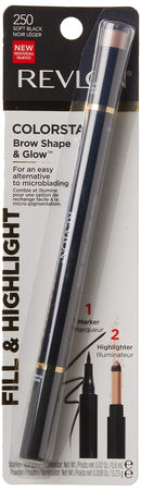 Revlon Colorstay Shape & Glow Eye Brow Marker and Highlighter, Soft Black, 0.02 Oz (Marker), 0.008 Oz (Highlighter) REVLON