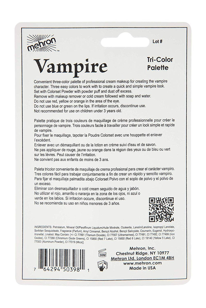 Mehron Makeup Tri-Color Halloween Makeup Palette (Vampire) Mehron