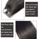 Tape in Hair Extensions Human Hair Off Black Tape in Remy Hair Extension Invisible Skin Weft Tape ins Seamless Double Sided Tape on 30g Thin 20pcs for Women Long Straight Hair 12inch