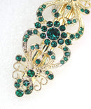 Faship Gorgeous Green Crystal Hearts Floral Hair Barrette Faship