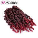 8 Inch 3 Packs Pre-twisted Spring Twist Braids Crochet Hair Short Curly Braids Pretwisted Passion Twists Bomb Twist Bob Pre-looped Synthetic Hair Extensions (Tbug