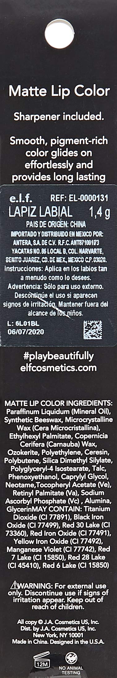 Elf Cosmetics Studio Matte Lip Color 82472, Berry Sorbet, 0.3 Ounce e.l.f.