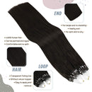 Ugeat Microbead Hair Extensions 18inch Micro Rings Hair Extensions Darkest Brown Color