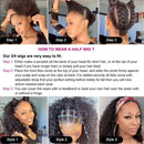 UNice Hair 10A Kinky Straght Half Wig Human Hair for Black Women,100% Unprocessed Brazilian Virgin Hair Glueless 3/4 Half Wig Wear and Go 150% Density Natural Color 14inch UNICE Store