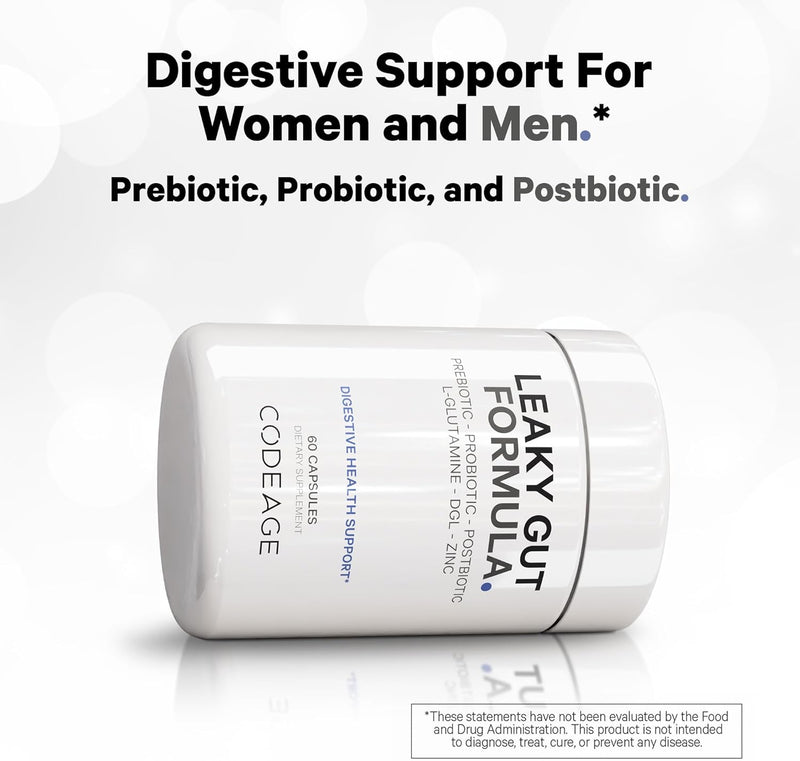 Codeage Leaky Gut Supplement, L-Glutamine, N-Acetylglucosamine, Probiotic, Butyric Acid, Polyphenols, Quercetin, DGL, Marshmallow Root, Berberine, BioPerine, Cinnamon, Vegan, Non-GMO, 60 Capsules Infinity Warehouse