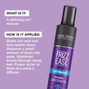 John Frieda Frizz Ease Curl Reviver Mousse, Enhances Curls, Soft Flexible Hold, Mousse for Curly or Frizzy Hair, 7.2 Ounces, Alcohol-Free John Frieda