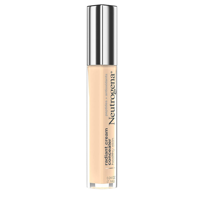 Neutrogena Healthy Skin Radiant Brightening Cream Concealer with Peptides & Vitamin E Antioxidant, Lightweight Perfecting Concealer, Non-Comedogenic, Ivory Light 01 with neutral undertones, 0.24 oz Neutrogena