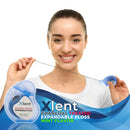 Xlent Expandable Floss Treated Activated Charcoal, Xylitol Natural Based Wax Fresh Mint Flavor | 3 Count (1 50 m Floss Blue Container Plus 2 50 m Refill Bobbins), 3 Count (1 Blister Card+2 Refill) Xlent