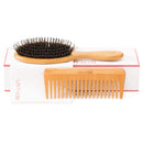 Boar Bristle Hair Brushes and Comb Set for Women men and Kids, Best Natural Bamboo Oval Paddle Hair brush with Wooden Detangling Comb suit for Curly Thick Thin Straight Wavy Long Short or Dry Hair URTHEONE Store