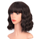 ENTRANCED STYLES Dark Brown Wig with Bangs Short Bob Wig Shoulder Length Womens Wig Pastel Brown Realistic Wigs for Women Heat Resistant Synthetic Wig Daily Use 12” ENTRANCED STYLES Store