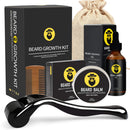 Beard Growth Kit - Derma Roller for Beard Growth, Beard Growth Serum Oil (2oz), Beard Balm and Comb, Stimulate Beard and Hair Growth - Gifts for Men Dad Him Boyfriend Husband Brother Naland