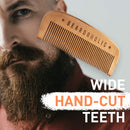 Beardoholic Beard Comb With a Gift Box – Wide Teeth – Anti-Static, Eliminates Tangles and Keeps Your Beard Neat and Tidy – 5.31 x 1.96 IN Handmade 100% Pearwood Design Beardoholic