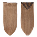 S-noilite Clip in Human Hair Extensions 100% Real Remy Thick True Double Weft Full Head 8 Pieces 18 clips Straight silky (14 inch - 120g,Dark Blonde (