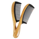 Onedor Extra Length Handmade 100% Natural Green Sandalwood With Buffalo Horn Wide tooth and Fine Tooth Hair Combs - Anti-Static Sandalwood Scent Natural Hair Detangler Wooden Combs for Women (Wide & Fine Tooth Combs) Onedor