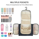 Hanging Toiletry Bag for Women & Men, OMYSTYLE Portable Travel Kit Bag, Waterproof Bathroom Toiletries Organizer with Hook for Makeup, Cosmetic, Shaving, Shampoo (Travel Size, Navy Plaid) OMYSTYLE Store
