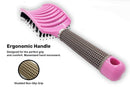 Zabolight Premium Vent Boar Bristle Hair Brush Vented Detangling Oversize Hair Brush for Thick Long Curly Hair, Curved Fast Blow Drying Brush for Women & Men (Pink) Zabolight