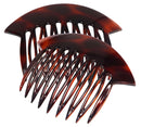 Parcelona French Wide Edge Tortoise Shell Brown Large 4” Celluloid Set of 2 Strong Grip Side Hair Combs for Women and Girls Parcelona Store