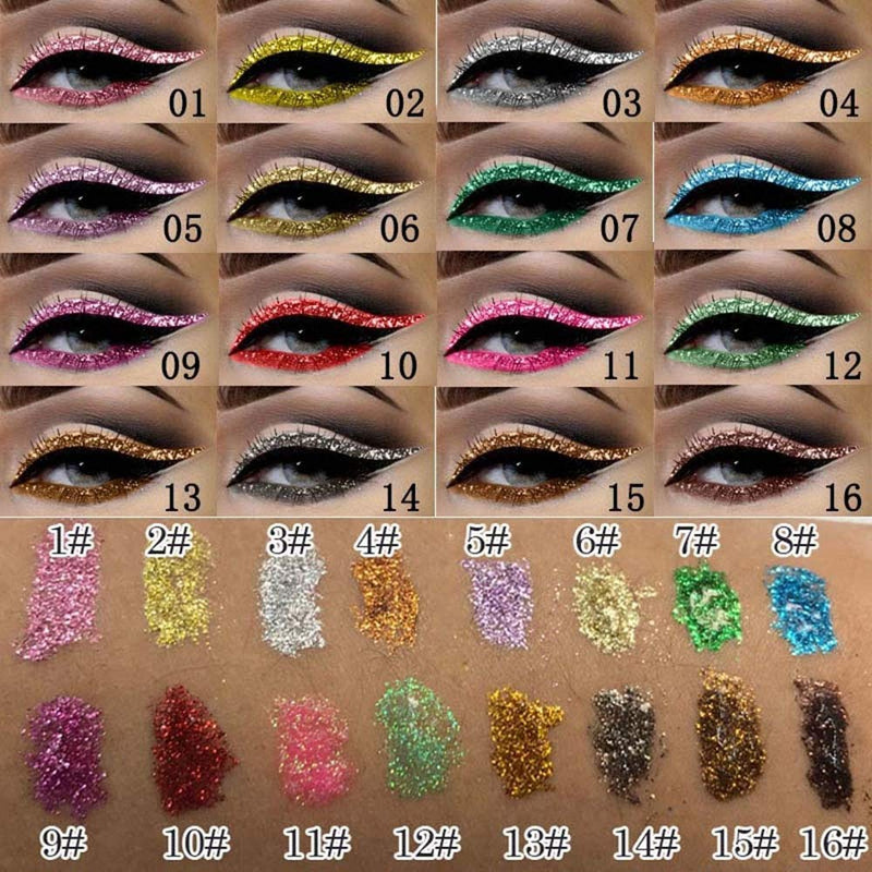 8 Colors Glitter Sparkle Sparkly Sparkling Eyeliner Liquid Makeup Set delineadores de colores,DNM Liquid Glitter Eyeliner Colorful Set Gold Silver white Red Shimmer Liquid Eyeliner Liner for Eyes 01 DNM