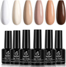 Beetles Gel Nail Polish Kit- 6 Colors Nude Gel Polish Set Soak Off Nail Gel Polish Set White Ivory Nude Pink Peach Brown Natural Skin Tone Gel Nail Manicure Kit DIY Home Valentine's Day Decoration beetles Gel Polish