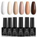 Beetles Gel Nail Polish Kit- 6 Colors Nude Gel Polish Set Soak Off Nail Gel Polish Set White Ivory Nude Pink Peach Brown Natural Skin Tone Gel Nail Manicure Kit DIY Home Decoration Gift for Women beetles Gel Polish