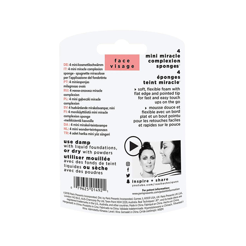 Real Techniques Mini Miracle Complexion Sponge Makeup Blender, Beauty Sponges, 4 Count Real Techniques