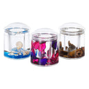 Locco Decor Acrylic Liquid 3D Floating Motion Round Qtip Cotton Ball Swab Holder Dispenser with Lid Shell Locco Decor
