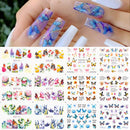 Comdoit Butterfly Nail Art Stickers Water Transfer Nail Decals Flowers Butterfly Designs for Nails Supply Watermark DIY Colorful Butterflies Nail Art Foils for Nails Design Manicure Tips Decor(12Pcs) Comdoit