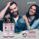 PURA D'OR Apple Cider Vinegar Thin2Thick Set (2 x 16oz) ACV Shampoo & Conditioner, Clarifying, Detox Biotin, Keratin, Caffeine, Castor Oil, All Hair Type, Men/Women (Packaging may vary), Red, (84059) PURA D'OR