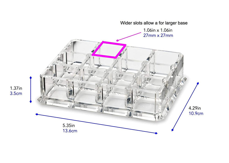 byAlegory (Set Of 3) Acrylic Lipstick Makeup Organizer Designed For Larger Base Lipsticks | 12 Space Beauty Storage Refillable Cosmetic Container - Clear BY ALEGORY