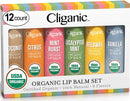 Cliganic USDA Organic Lip Balm Set (2 Packs of 6 Tubes), 100% Natural Moisturizer for Cracked & Dry Lips Cliganic Store