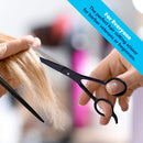Equinox Professional Shears with Finger Rest & Finger Inserts - Ice Tempered Barber Hair Cutting Scissors - 6.5 Inches - Stainless Steel Rust Resistant Hair Scissors/Shears (Matte Black) Equinox International