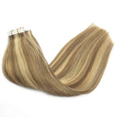GOO GOO 24inch 50g 20pcs Tape in Human Hair Extensions Light Blonde Mixed Golden Blonde Remy Hair Extensions Tape in Straight Hair for Women GOO GOO