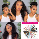Beauty Forever Headband Human Hair Wig Water Wave Glueless Human Hair Wigs With Pre-attached Scarf Non Lace Front Wigs for women Natural Color 150% Density 24 Inch Beauty Forever Store