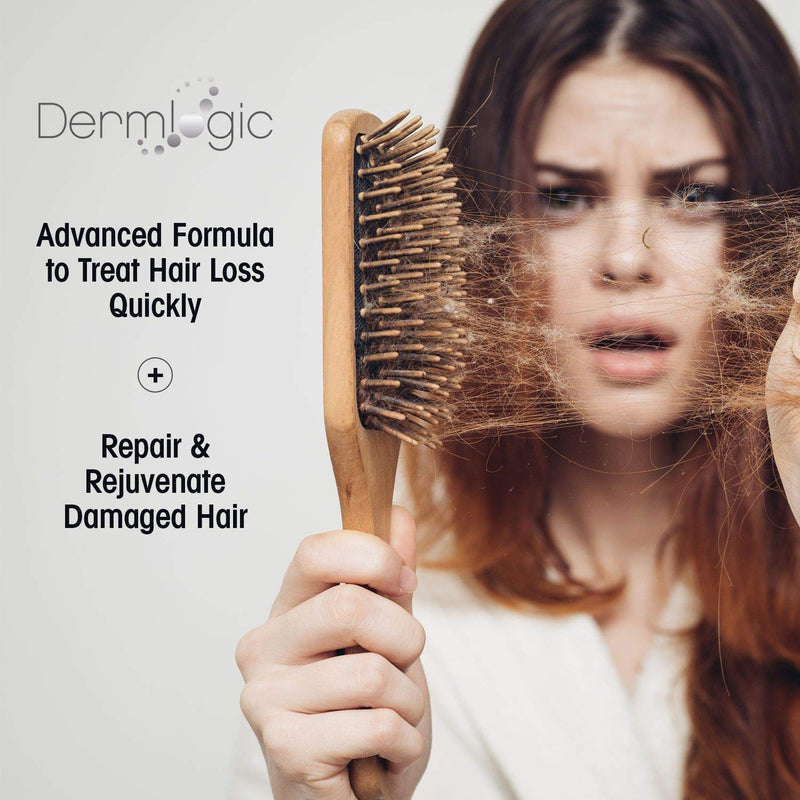 Hair Growth Serum-Extra Strength DHT Blocker - Stimulates & Repairs New Follicle Regrowth. Grow Stronger, Thicker, Fuller, Longer, Healthier Hair. For Men & Women with No Side Effects. Dermlogic