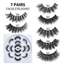 DYSILK 7 Pairs 6D Mink Eyelashes Faux Fluffy Long Dramatic False Eyelashes Luxurious Volume Natural Fake Eyelashes Thick Extension Handmade Eyelashes Makeup Reusable Lashes 7 Styles Mixed(005) DYSILK Store