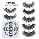 DYSILK 7 Pairs 6D Mink Eyelashes Faux Fluffy Long Dramatic False Eyelashes Luxurious Volume Natural Fake Eyelashes Thick Extension Handmade Eyelashes Makeup Reusable Lashes 7 Styles Mixed No Glue (005) DYSILK