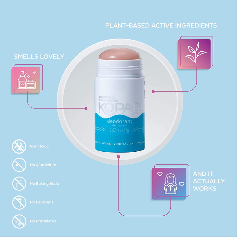 Kopari Aluminum-Free Deodorant Original | Non-Toxic, Paraben Free, Gluten Free & Cruelty Free Men’s and Women’s Deodorant | Made with Organic Coconut Oil | 2 Pack, 2.0 oz Kopari