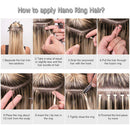 Nano Ring Hair Extensions Human Hair Nano Beads Pre Bonded Hairpieces Nano Tip Cold Fushion Tipped Remy Hair for Highlight Highlighted 50 Individual Strands 50g 20 Inch